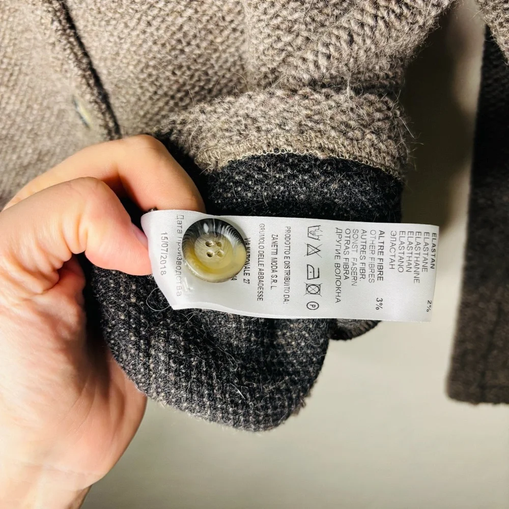 Zanetti 1965 Women’s US Large Wool Blend Jacket Gray Brown Alpaca‎ Button Up
